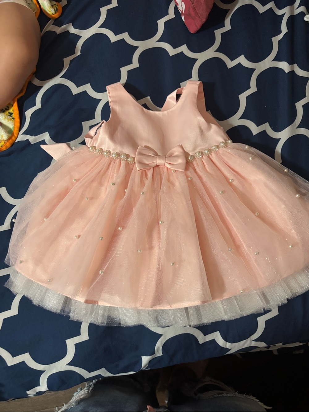 American Princess Peach Pearl-Embellished Tulle Dress